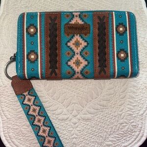 Wrangler All-Over Aztec Dual Sided Print Canvas Wallet